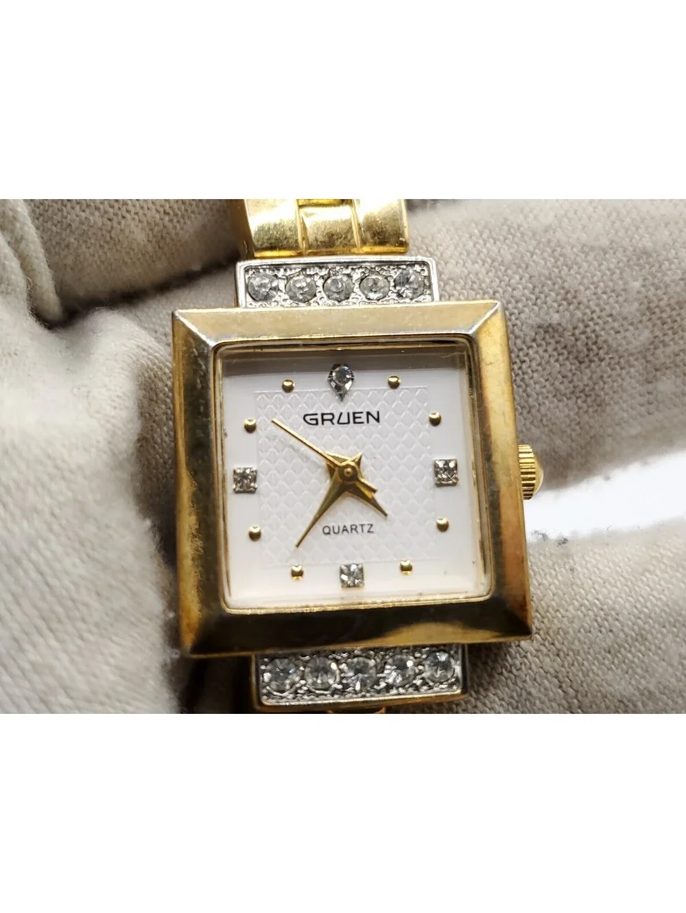 Gruen GR7984 Watch Women 20mm New Battery Reversible Band Gold And Two-Tone